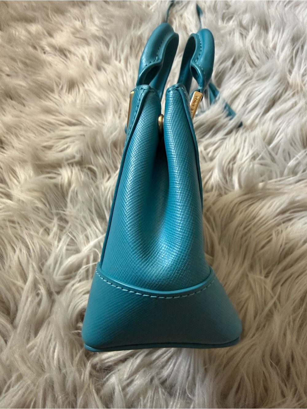 TORY BURCH Robinson Turquoise Blue Leather Mini Satchel Crossbody Bag - Picture 4 of 10